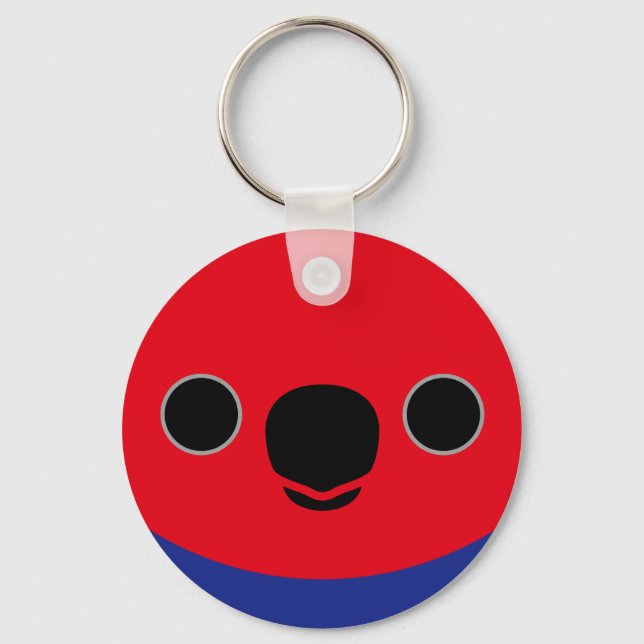 The face of a Eclectus Parrot (Female) Key Ring (Front)