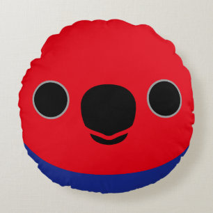 The face of a Eclectus Parrot (Female) Round Cushion