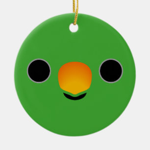 The face of a Eclectus Parrot (Male) Ceramic Ornament