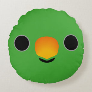 The face of a Eclectus Parrot (Male) Round Cushion