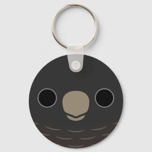 The face of a female Gang-gang cockatoo Key Ring