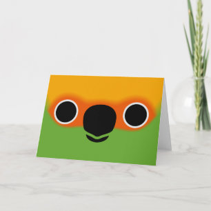 The face of a Golden-capped parakeet Card