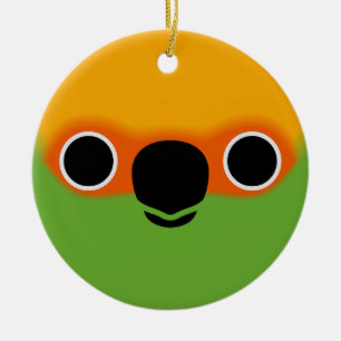 The face of a Golden-capped parakeet Ceramic Ornament