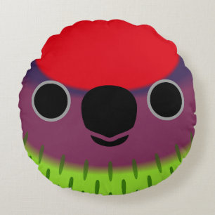 The face of a Goldie's lorikeet Round Cushion