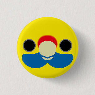 The face of a Green rosella 3 Cm Round Badge