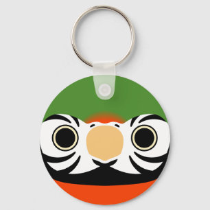The face of a Harlequin Macaw Key Ring