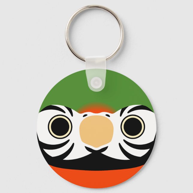 The face of a Harlequin Macaw Key Ring (Front)