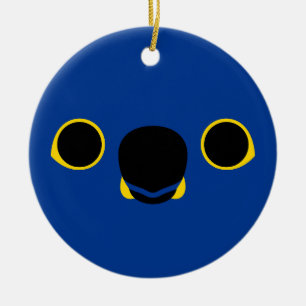 The face of a Hyacinth macaw Ceramic Ornament