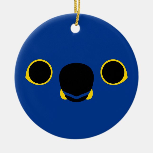 The face of a Hyacinth macaw Ceramic Ornament (Front)