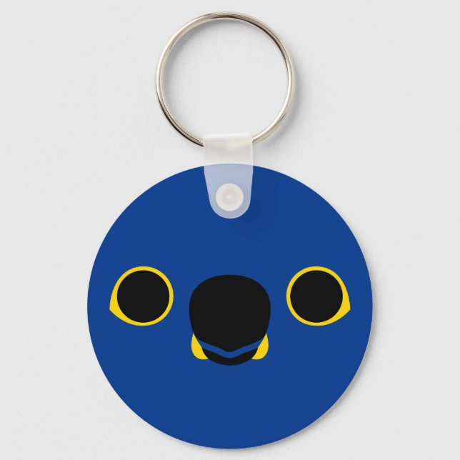 The face of a Hyacinth macaw Key Ring (Front)