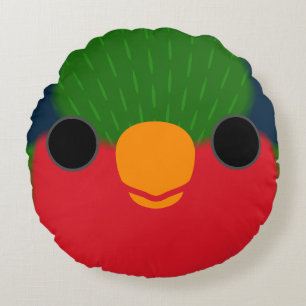The face of a Kuhl's lorikeet Round Cushion