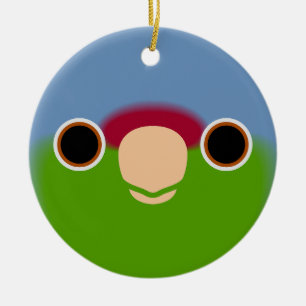 The face of a Lilac-crowned amazon Ceramic Ornament