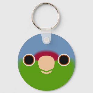 The face of a Lilac-crowned amazon Key Ring