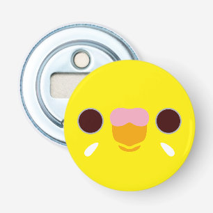 The face of a lutino budgie bottle opener