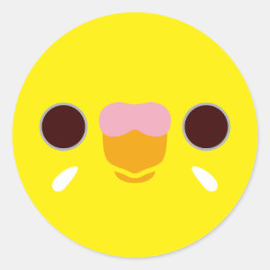 The face of a lutino budgie classic round sticker