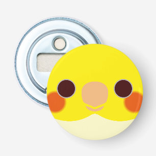 The face of a lutino cockatiel bottle opener