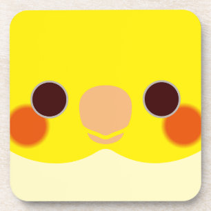 The face of a lutino cockatiel coaster