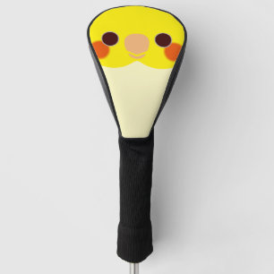 The face of a lutino cockatiel golf head cover