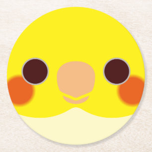 The face of a lutino cockatiel round paper coaster
