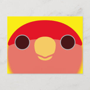 The face of a lutino peach-faced lovebird holiday postcard