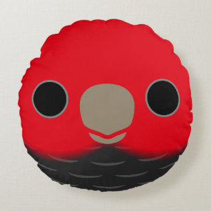 The face of a male Gang-gang cockatoo Round Cushion