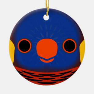 The face of a Massena's Lorikeet Ceramic Ornament