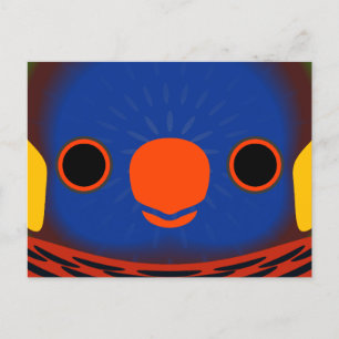 The face of a Massena's Lorikeet Holiday Postcard