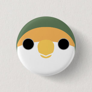 The face of a mauve peach-faced lovebird 3 cm round badge