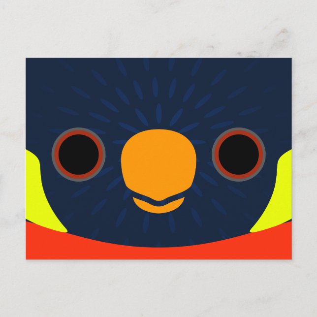 The face of a Mitchell's Lorikeet Holiday Postcard (Front)