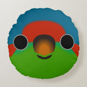 The face of a Musk lorikeet Round Cushion