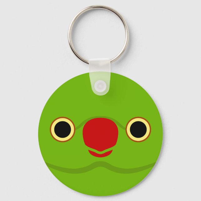 The face of a normal female Rose-ringed parakeet Key Ring (Front)
