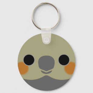 The face of a normal grey female cockatiel key ring