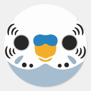 The face of a normal grey male budgie classic round sticker