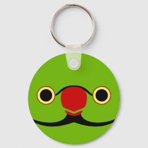 The face of a normal male Rose-ringed parakeet Key Ring
