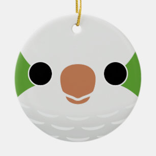 The face of a Normal Monk Parakeet Ceramic Ornament