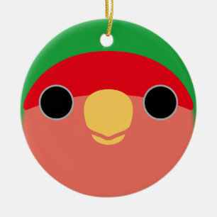 The face of a normal peach-faced lovebird ceramic ornament