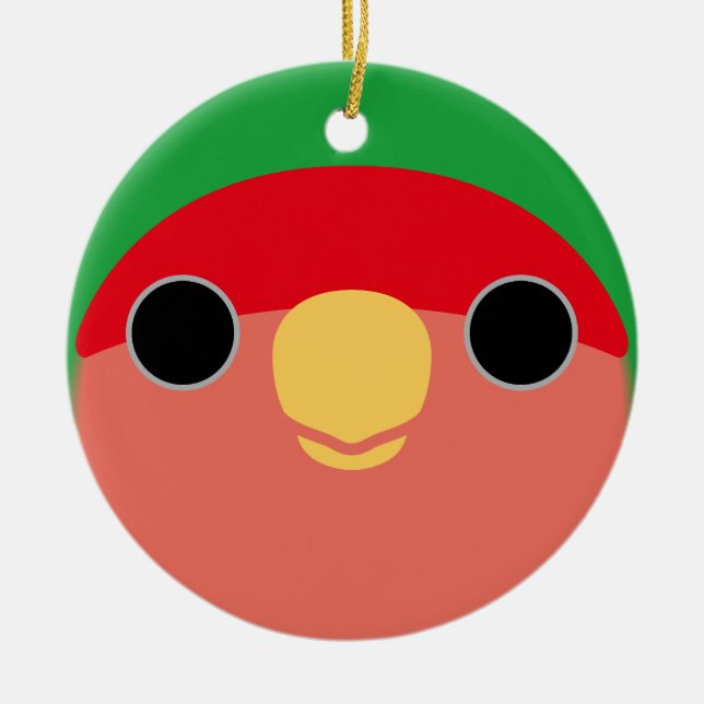 The face of a normal peach-faced lovebird ceramic ornament (Front)