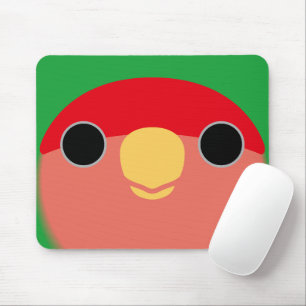 The face of a normal peach-faced lovebird mouse pad
