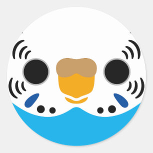 The face of a normal sky blue female budgie classic round sticker