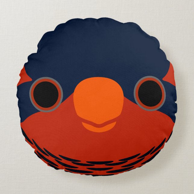 The face of a Ornate lorikeet Round Cushion (Front)
