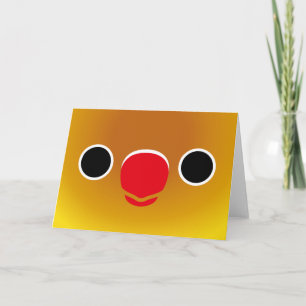 The face of a pastel green masked lovebird card