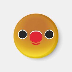 The face of a pastel green masked lovebird magnet