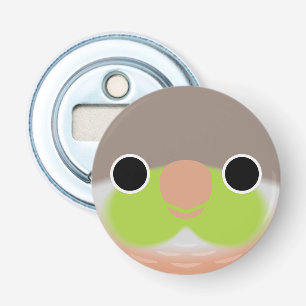 The face of a Pineapple Green-cheeked parakeet Bottle Opener
