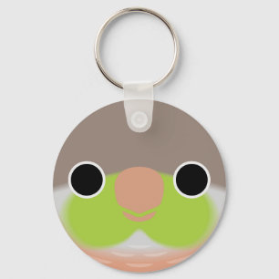 The face of a Pineapple Green-cheeked parakeet Key Ring