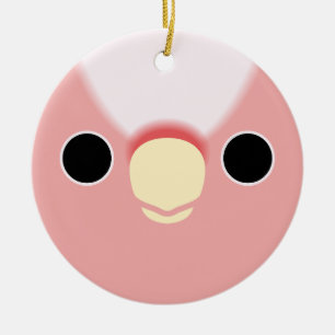 The face of a Pink Cockatoo Ceramic Ornament