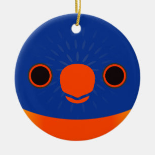 The face of a Rainbow Lorikeet Ceramic Ornament