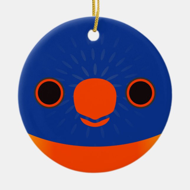 The face of a Rainbow Lorikeet Ceramic Ornament (Front)