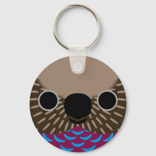 The face of a Red-fan parrot Key Ring