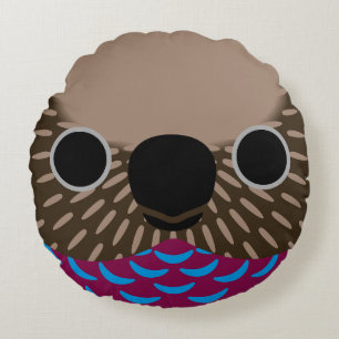 The face of a Red-fan parrot Round Cushion