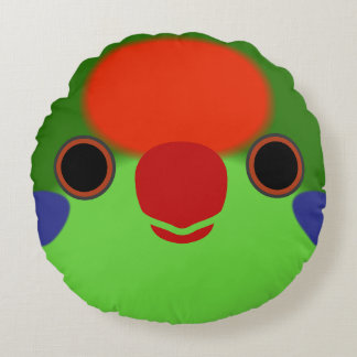 The face of a Red-fronted lorikeet Round Cushion